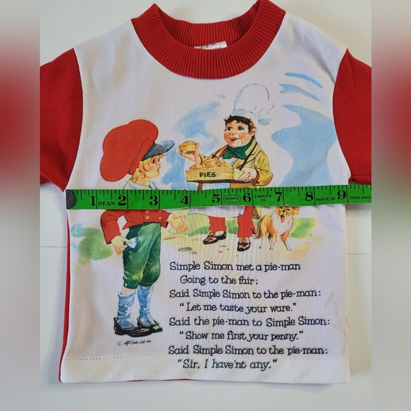 Vintage 1975 Simple Simon "Pie Man" Mother Goose Shirt Size 2T - Picture 5 of 7